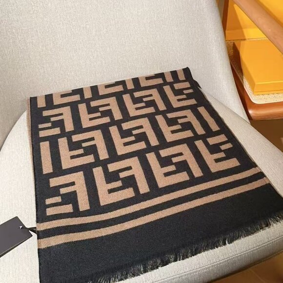 Fendi Brown and Black Logo Scarf - Picture 1 of 8